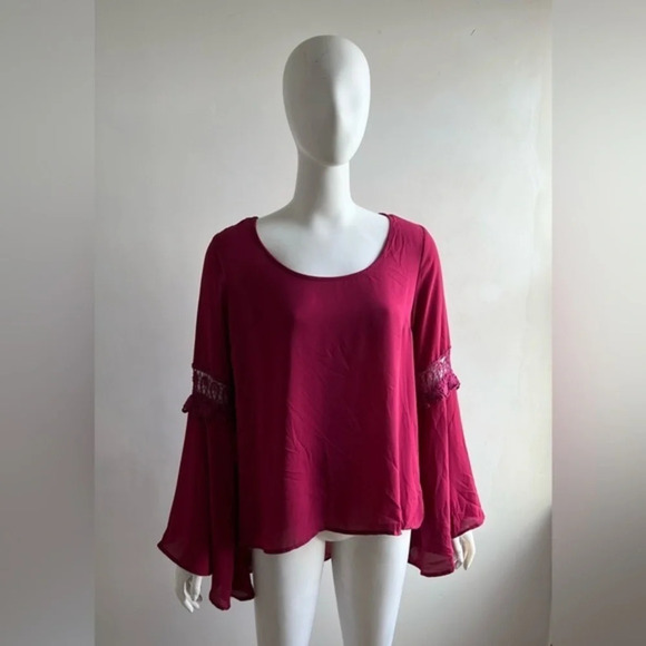 Rue 21 Women’s Ruffle Sleeve Bright Pink  Blouse - Size Medium NWT - Picture 1 of 7
